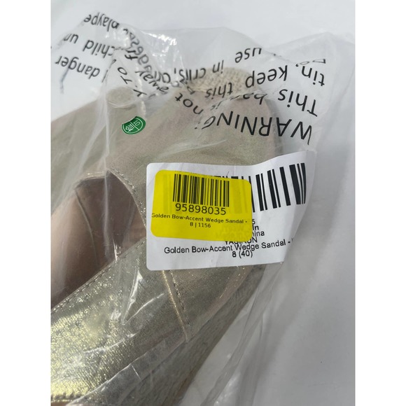 Yasirun Bow Accent Espadrille Wedge Sandal in Golden Size 8 New Without Box - Picture 7 of 7